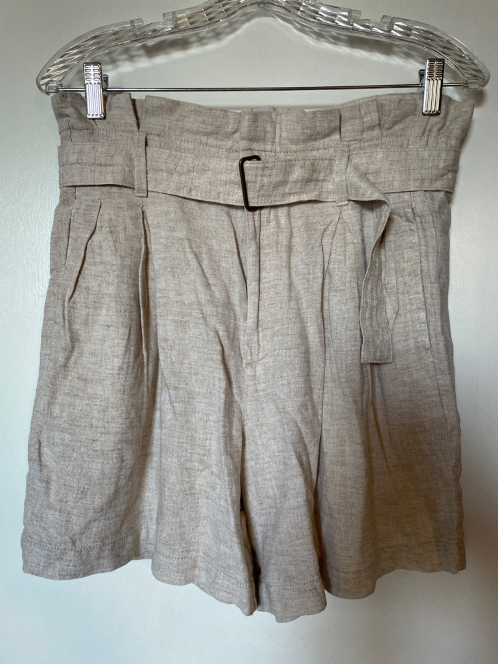 Banana Republic High Waist Linen Blend Shorts in Light Beige